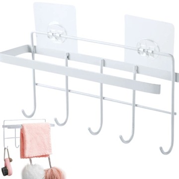 WIESZAK NA RĘCZNIKI SAMOPRZYLEPNY BEZ WIERCENIA Z HACZYKAMI DO ŁAZIENKI