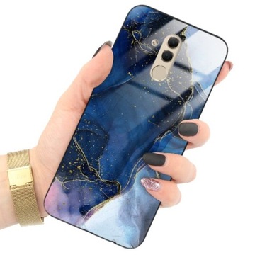 ETUI GLASS do HUAWEI MATE 20 LITE Gold Rose Wzory