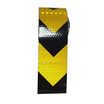 ЛЕНТА ЖЕЛТО-ЧЕРНАЯ СВЕТООТРАЖАЮЩАЯ 25м САМОКЛЕЯЩАЯСЯ