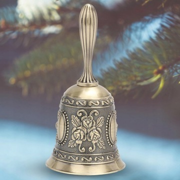КОЛОКОЛЬЧИК САНТЫ РУЧНОЙ ЛАТУННЫЙ ШКОЛЬНЫЙ ЗВОНОК