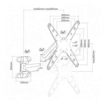 ГАЗОВОЕ НАСТЕННОЕ КРЕПЛЕНИЕ ДЛЯ ПОДВЕСКИ ДЛЯ ЖК-ТЕЛЕВИЗА со СВЕТОДИОДНОЙ СВЕТОДИОДОЙ 23–55 ФУТОВ