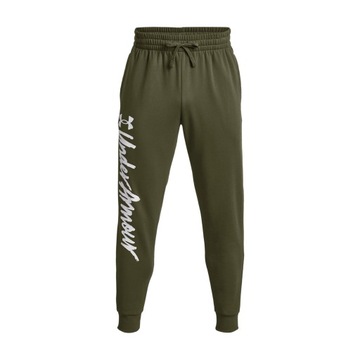 Spodnie treningowe męskie Under Armour Rival Fleece Graphic Joggers green