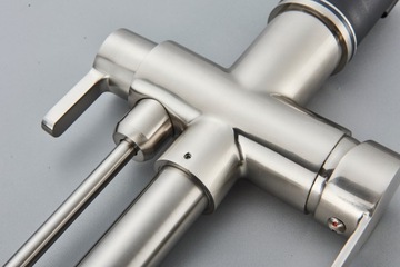 ТРЕХХОДОВОЙ КУХОННЫЙ КРАН, ФИЛЬТР, ВЫДВИЖНОЙ НОСИК, СЕРЕБРЯНЫЙ НИКЕЛЬ