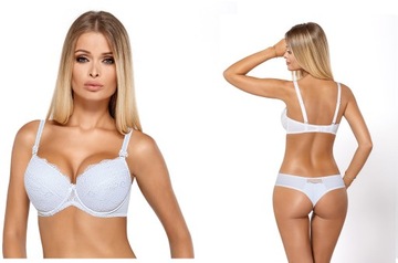 Komplet biustonosz push-up stringi VESTA 85B BIAŁY