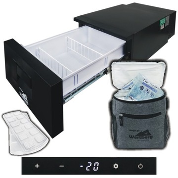 Kompresorowa lodówka samochodowa szufladowa -20° 12V/24V + torba + foremka