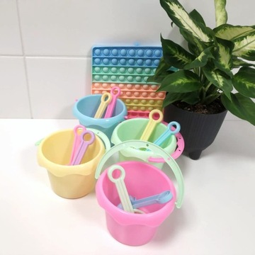 НАБОР ПЕСОЧНЫХ ИГРУШЕК, ПЕСОЧНИЦА ДЛЯ ПЛЯЖА, ДЕТСКОЕ ВЕДРО + НАЗЫЧКИ, 3 шт.