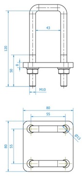 Cybant jarzmo mocowanie M10 kw 40mm podpory