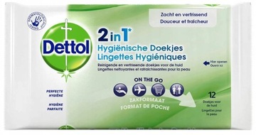 CHUSTECZKI HIGIENICZNE DETTOL 2 W 1 12szt