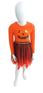 Kostium strój sukienka DYNIA HALLOWEEN duch suknia przebranie wampirina 110