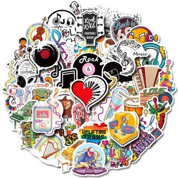 NAKLEJKI STICKERBOMB MIX MUZYKI ZESTAW 50szt