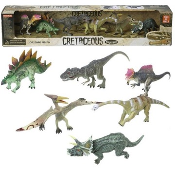 DUŻE DINOZAURY 6 szt DINOZAUR T-REX FIGURKI GUMOWE