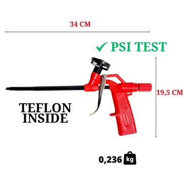 PISTOLET DO PIANKI MONTAŻOWEJ PIANY METALOWY TEFLONOWY MOCNY DO PIAN