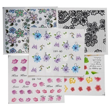 Водные наклейки для украшения ногтей, набор из 5 шт.