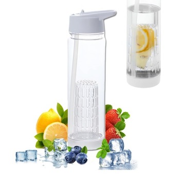 BIDON BUTELKA z pojemnikiem na owoce 750 ml - biały