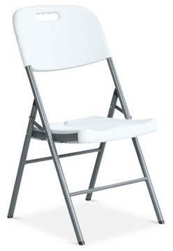 KRZESŁO SKŁADANE OGRODOWE DOMOWE TABORET CATERINGOWY BIAŁE MOCNE METALOWE