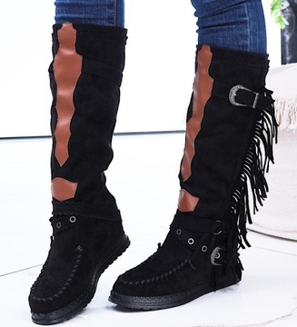 ЧЕРНЫЕ ЗАМШЕВЫЕ БОТИНКИ -36- ТУФЛИ НА ТЕЛЕЖКЕ