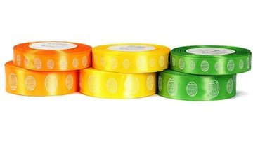 Лента атласная «ПАСХАЛЬНЫЙ ЗАЯЦ», 15мм/22мб, 3 цвета на выбор.