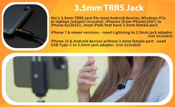 PowerDeWise Profesjonalny mikrofon klapowy na klipsie typu Lavalier