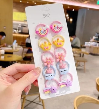 Детские резинки для волос, 10 штук, набор резинок РАДУГА, ЦВЕТЫ