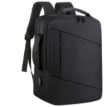 TORBA PLECAK 2W1 MĘSKI LEKKI PRACA PODRÓŻ CZARNY SZARY LAPTOP USB