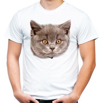 Koszulka z głową kota t-shirt z kotem nadrukiem motywem kot na prezent XL