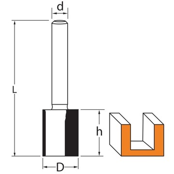 ПРЯМАЯ ФРЕЗА HM ДЛЯ ДЕРЕВА d:12 D:20 h:19 ММ