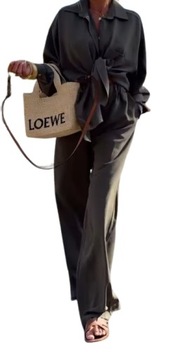 Муслиновый КОМПЛЕКТ, рубашка, рукава 3/4, свободные брюки, белый