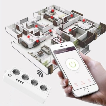 Удлинитель Tuya Smart Wifi, 4 измерения USB