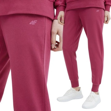 DAMSKIE SPODNIE 4F DRESOWE JOGGERY Z BAWEŁNĄ