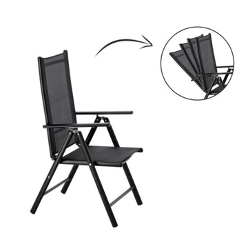 KRZESŁO OGRODOWE SKŁADANE ALUMINIUM 65 x 55 x 104 CM CZARNE
