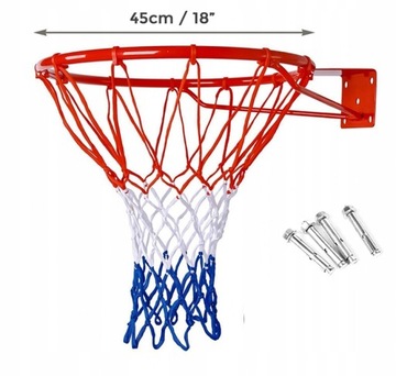 Profesjonalna Duza Obręcz do Gry w Kosza do Koszykówki Siatka Mocna 45 cm