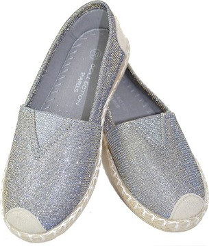 BROKATOWE ESPADRYLE SLIPONY tenisówki SILVER2 r 33