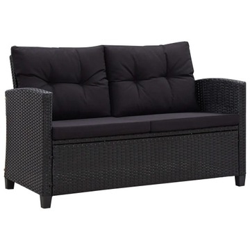 2-osobowa sofa ogrodowa z poduszkami, czarna, 124