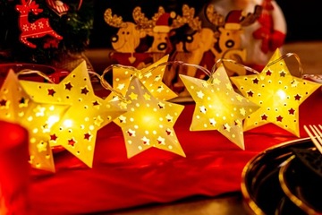 KURTYNA ŚWIETLNA OZDOBA ŚWIĄTECZNA ŁAŃCUCH GWIAZDY