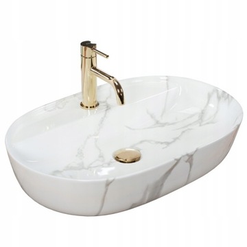 Umywalka Ceramiczna Nablatowa Aura Marmo Shiny W Połysku Rea Marmurek