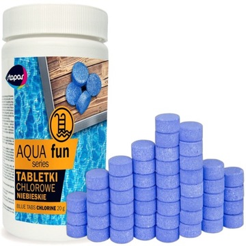 AQUA FUN Tabletki Niebieskie 20g Chlor Chemia Do Basenu 1KG 50szt