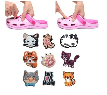 PRZYPINKI PIN ozdoby DO BUTÓW typu KROKS CROCS kotki koty wzór 3 9szt