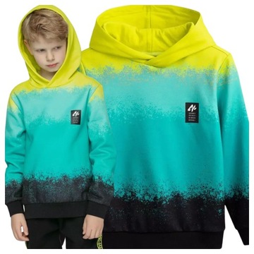 BLUZA 4F CHŁOPIĘCA DRESOWA SPORTOWA DZIECIECA Z KAPTUREM KANGURKA r. 158