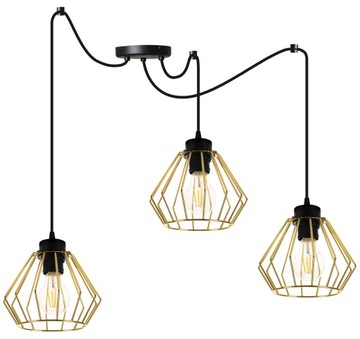 LAMPA WISZĄCA SUFITOWA PAJĄK ZŁOTA PLAFON DRUCIAK