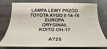 SVĚTLO LEVÝ PŘEDNÍ TOYOTA AYGO II 14-16 EU ORIGINÁLNÍ