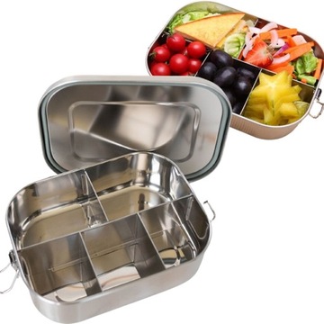 POJEMNIK NA ŻYWNOŚĆ STAL NIERDZEWNA 1400ML LUNCH BOX Z 5 PRZEGRÓDKAMI