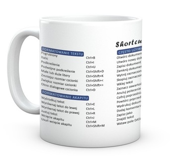 Skróty Microsoft Word na PC Kubek Prezent do Pracy Kubek 330 ml ceramiczny.