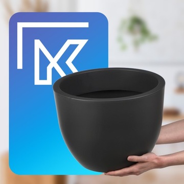 ЦВЕТОЧНЫЙ ГОРШОК САДОВЫЙ ГОРШОК 35см АНТРАЦИТОВЫЙ МАТОВЫЙ