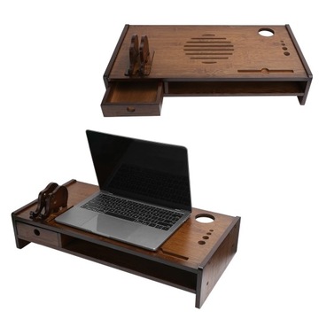 Stojak na monitor telewizyjny Bambusowy stolik na laptopa Półka pionowa do domowego biura S