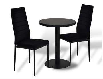 Stół okrągły 60 cm czarny 2 krzesła do restauracji
