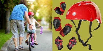 Набор красных защитных шлемов для детей на велосипеде-роллере