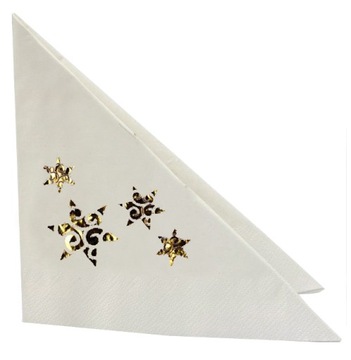 Белые рождественские салфетки со звездами для сочельника.