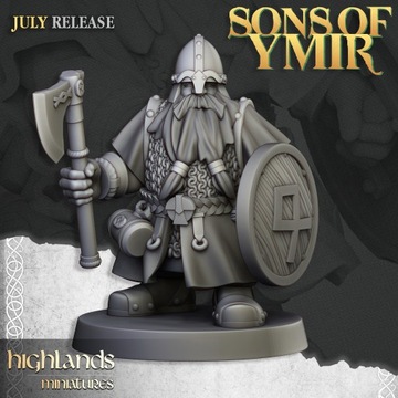 Dwarf Warrior 2 - Highlands Miniatures - Druk 3D