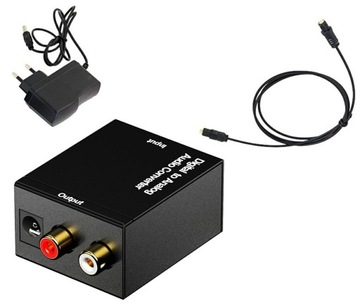 KONWERTER ADAPTER SYGNAŁU AUDIO COAXIAL RCA CHINCH TOSLINK SPDIF + KABEL .