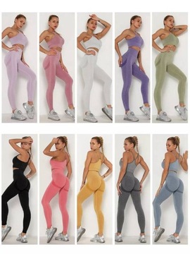 STRÓJ FITNESS JOGA SIŁOWNIA KOMPLET LEGINSY TOP S